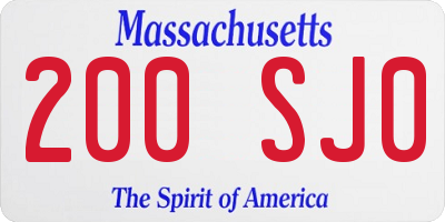 MA license plate 200SJ0
