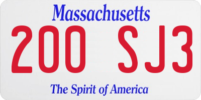 MA license plate 200SJ3