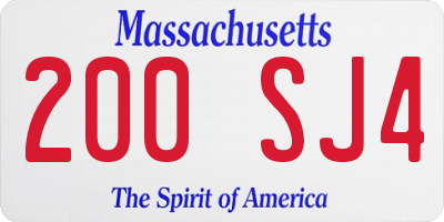 MA license plate 200SJ4