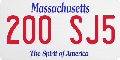 MA license plate 200SJ5