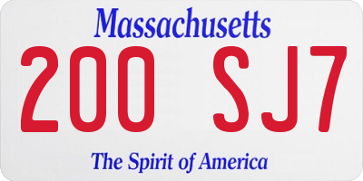 MA license plate 200SJ7