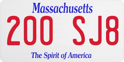 MA license plate 200SJ8