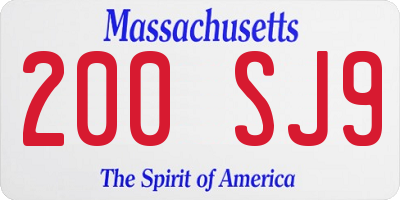 MA license plate 200SJ9