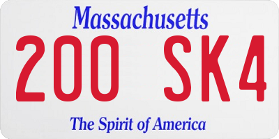 MA license plate 200SK4