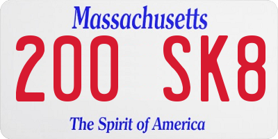 MA license plate 200SK8