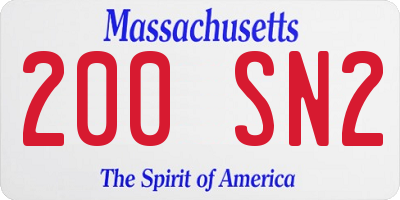 MA license plate 200SN2