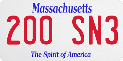 MA license plate 200SN3