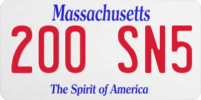 MA license plate 200SN5