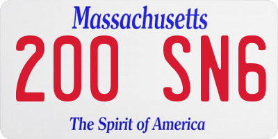 MA license plate 200SN6