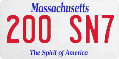 MA license plate 200SN7