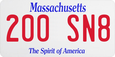 MA license plate 200SN8