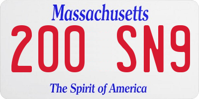 MA license plate 200SN9