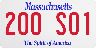 MA license plate 200SO1