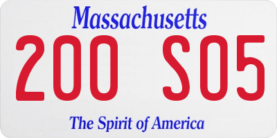 MA license plate 200SO5