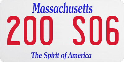 MA license plate 200SO6