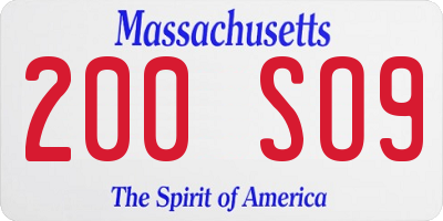 MA license plate 200SO9