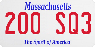 MA license plate 200SQ3