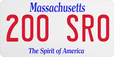 MA license plate 200SR0
