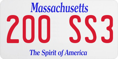 MA license plate 200SS3