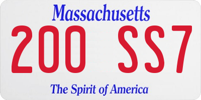 MA license plate 200SS7
