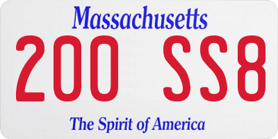 MA license plate 200SS8