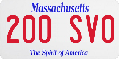 MA license plate 200SV0