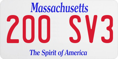 MA license plate 200SV3