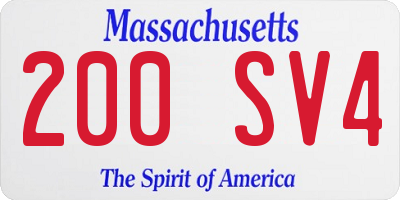 MA license plate 200SV4
