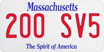 MA license plate 200SV5