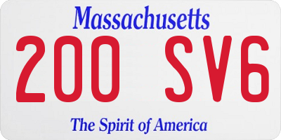 MA license plate 200SV6