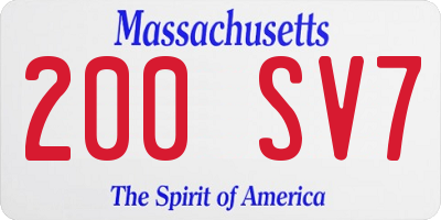 MA license plate 200SV7