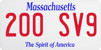 MA license plate 200SV9