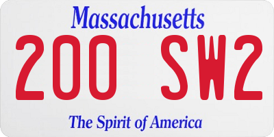 MA license plate 200SW2