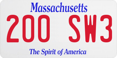 MA license plate 200SW3