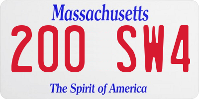 MA license plate 200SW4