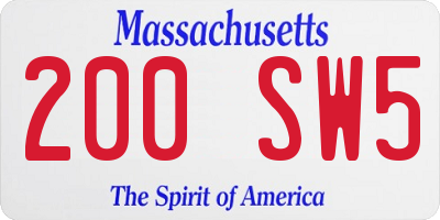 MA license plate 200SW5