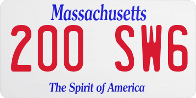 MA license plate 200SW6