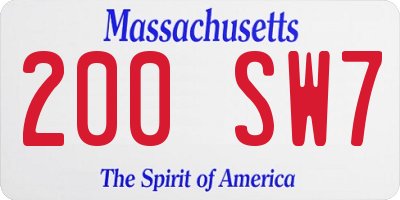 MA license plate 200SW7