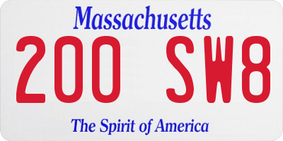 MA license plate 200SW8