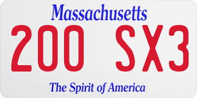 MA license plate 200SX3
