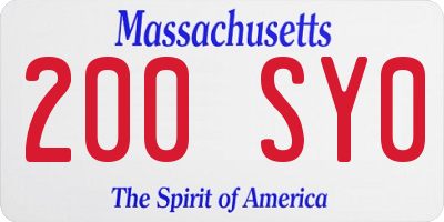 MA license plate 200SY0