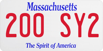 MA license plate 200SY2
