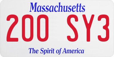 MA license plate 200SY3