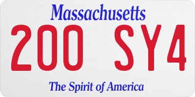 MA license plate 200SY4