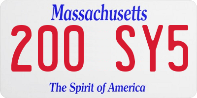 MA license plate 200SY5