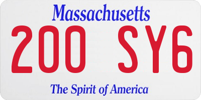 MA license plate 200SY6