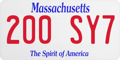 MA license plate 200SY7