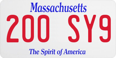 MA license plate 200SY9