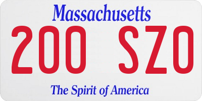 MA license plate 200SZ0