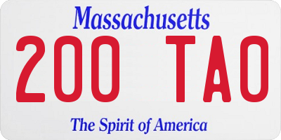 MA license plate 200TA0